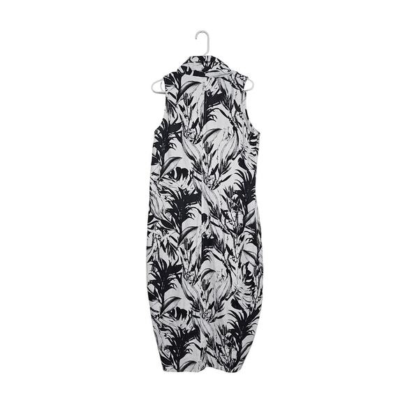 Cynthia Rowley Black White Linen Blend Sleeveless High Low Dress Size Medium - Picture 2 of 6